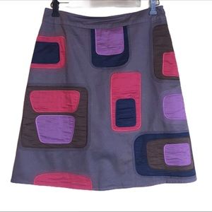 Boden A Line Patchwork Geometric Skirt